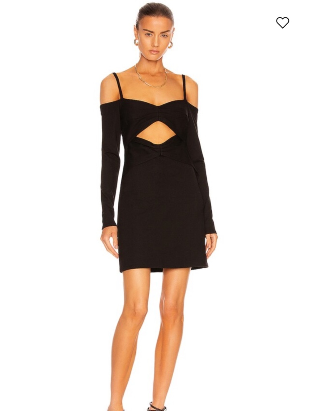Alexis Madine Black Cold-Shoulder Long Sleeve Mini Dress with Straps